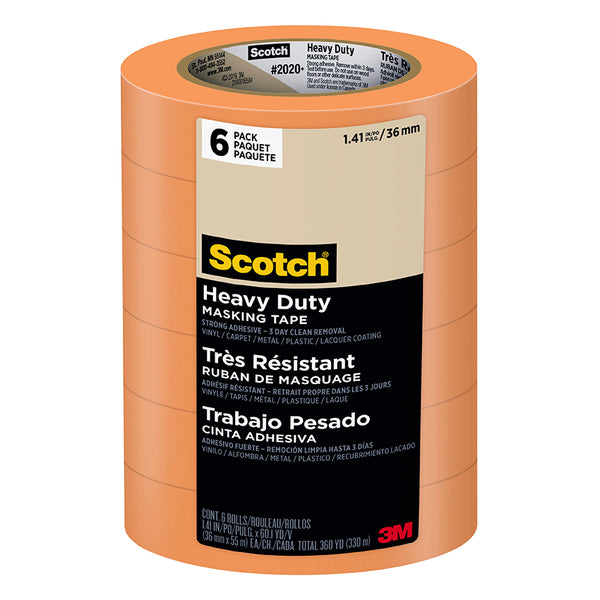 Scotch 2020+ 2" Orange Masking Tape 6pk