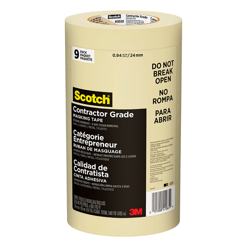 Scotch 2020 1" Tan Masking Tape 9pk