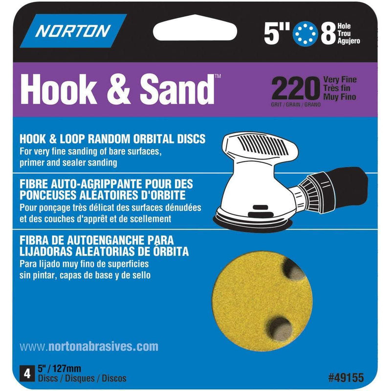 Norton 5" Hook & Sand Orbital Discs 4pk